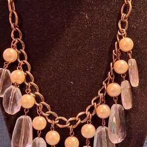 Chic Gold and Cream Beaded Necklace